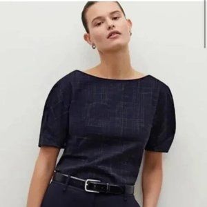 MM LaFleur Eudora Top Navy Plaid